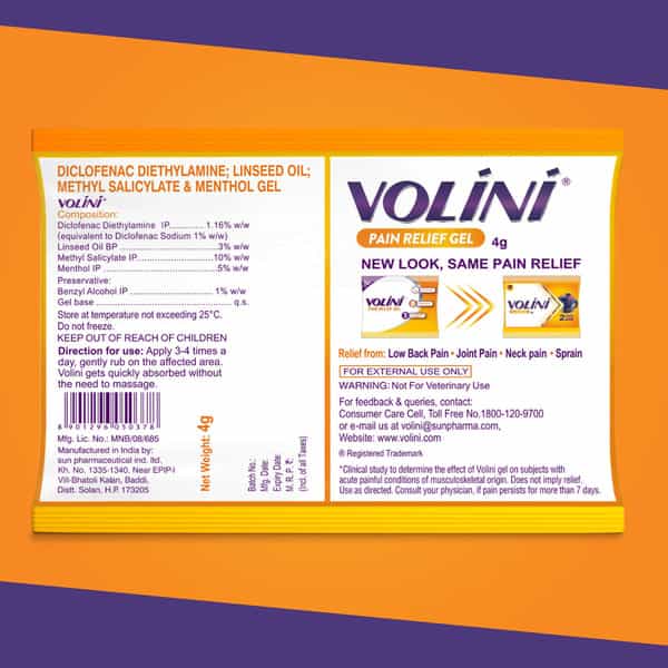 Volini Pain Relief Gel Tube Of 4 G