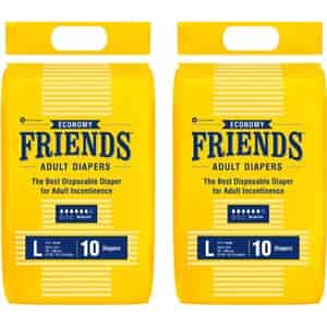 Friends Economy Adult Diapers Tape Style - 2x10 Count (large) - Waist Size 27.56-49.21 In; 70-125cm