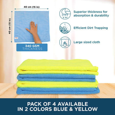 Scotch-Brite Microfiber Cloth/Wipe For Home Kitchen Appliance Pack Of 4 Pcs (340 Gsm) Multicolor