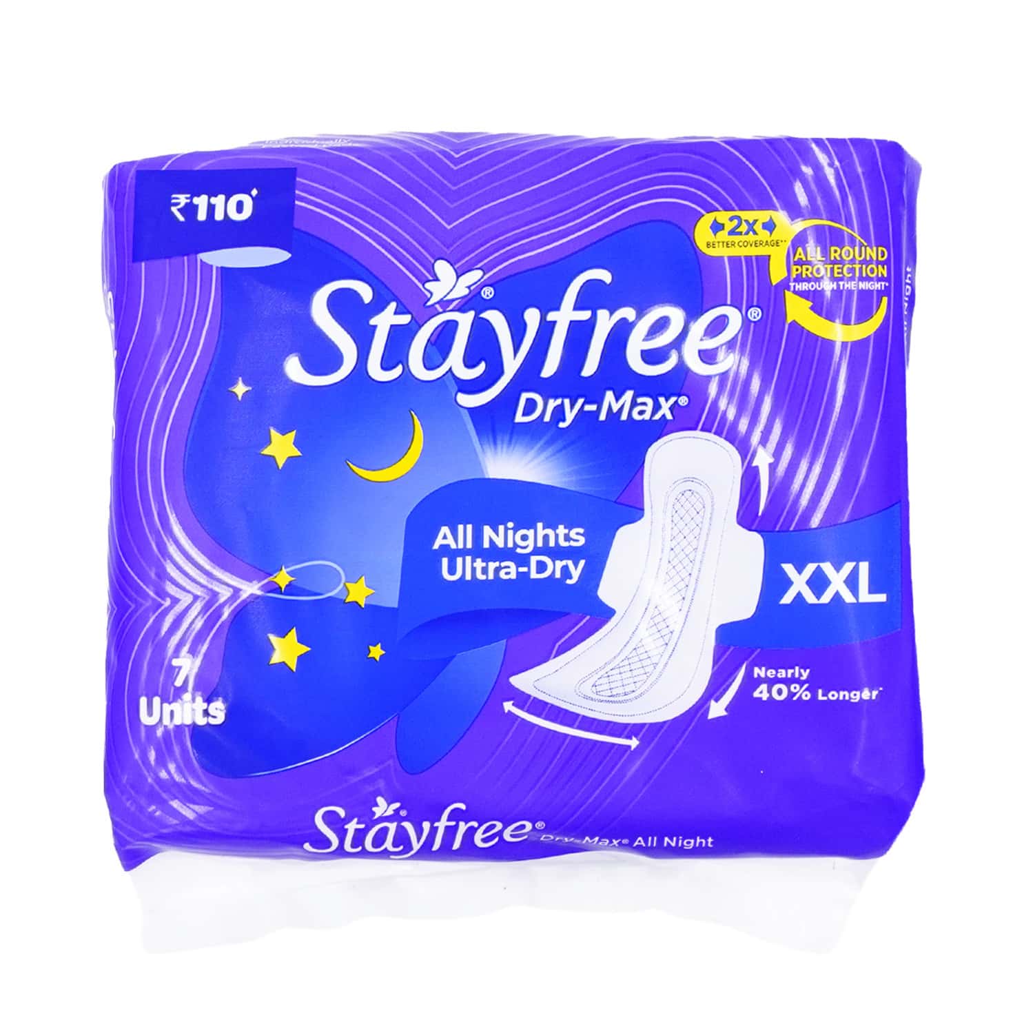 Stayfree Dry Max All Nights Ultra Dry Xxl Packet Of 7 Sanitary Pads