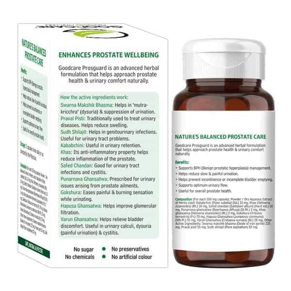Goodcare Pros Guard 60 Caps | Ayurvedic Prostate Support | Relieves Swelling | Burning & Urine Flow