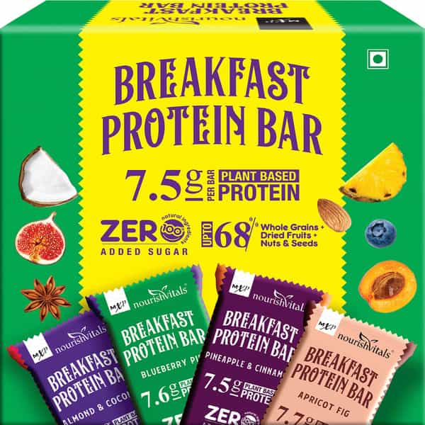 Nourishvitals Assorted Breakfast Protein Bars No Added Sugar Or Artificial Flavors 275G