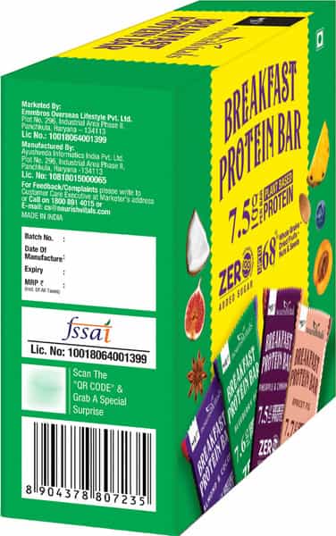 Nourishvitals Assorted Breakfast Protein Bars No Added Sugar Or Artificial Flavors 275G