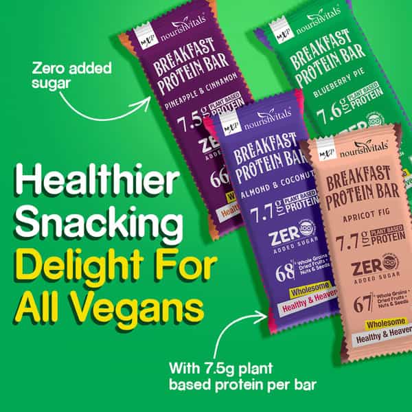 Nourishvitals Assorted Breakfast Protein Bars No Added Sugar Or Artificial Flavors 275G