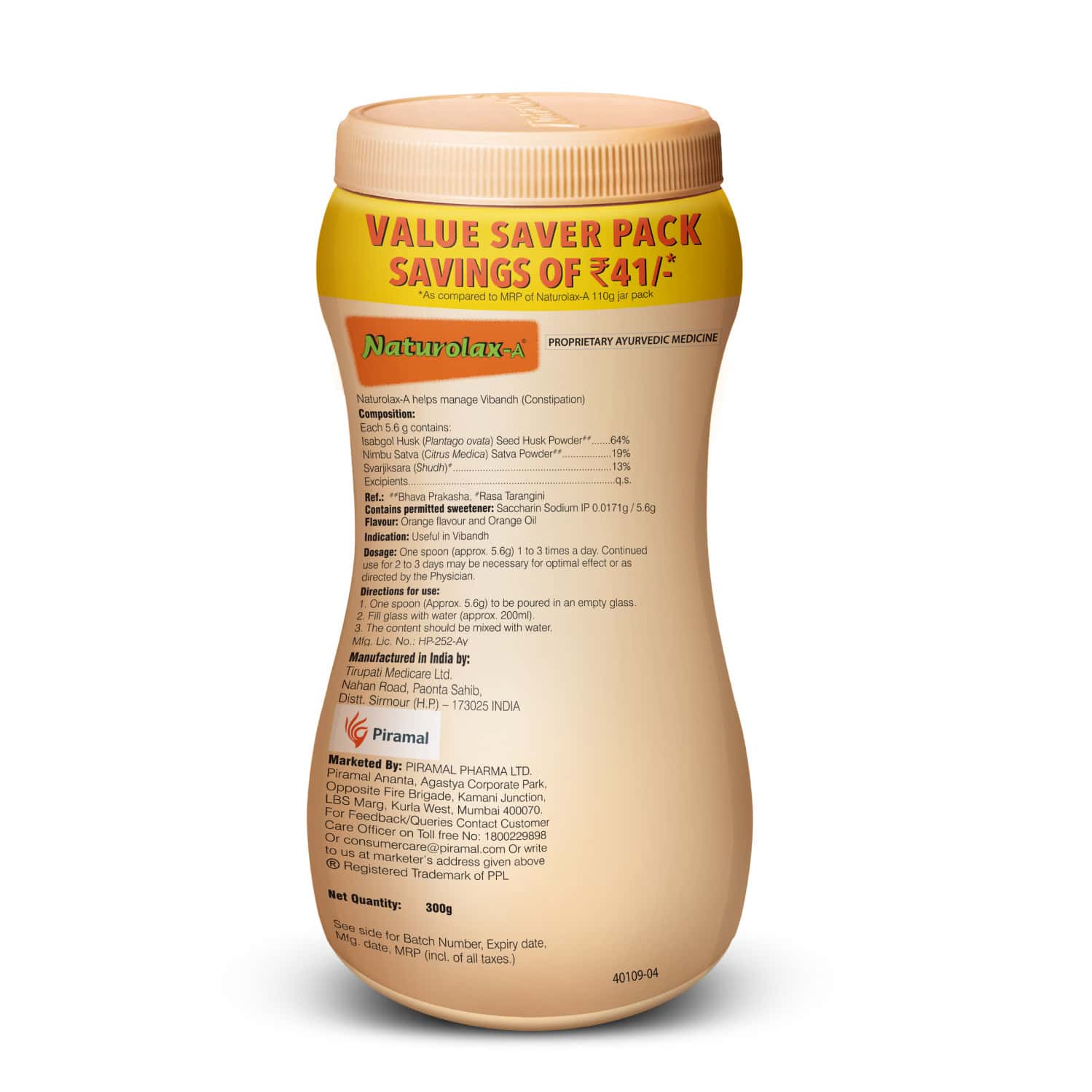 Buy NATUROLAX A ISABGOL POWDER FOR CONSTIPATION RELIEF TASTY ORANGE