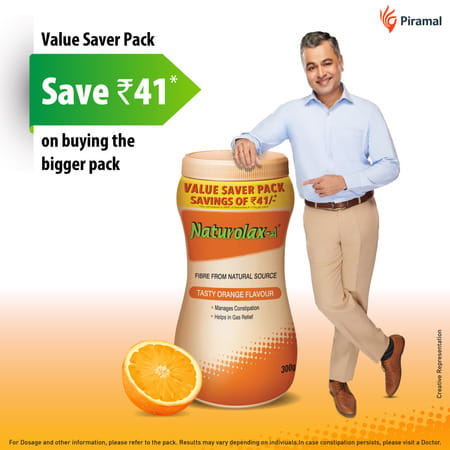 Naturolax - A Isabgol Powder For Constipation Relief Tasty Orange Flavour - 300g (Pack Of 2)