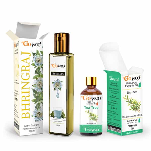 Pack Of 2 Tea Tree Essential Oil & Bhringraj Carrier Oil - 100% Natural Therapeutic Grade
