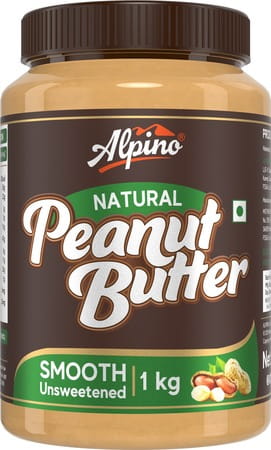 Alpino Natural Peanut Butter Smooth 1 Kg |30% High Protein Peanut Butter| Unsweetened Vegan