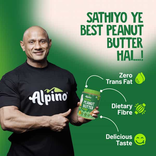 Alpino Natural Peanut Butter Smooth 1 Kg |30% High Protein Peanut Butter| Unsweetened Vegan