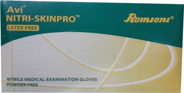 Romsons Nitrile Medical Examination White L Gloves 100 No's