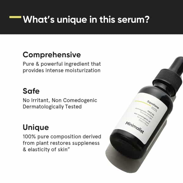 Minimalist Squalane 100% Facial Oil To Moisturise Nourish & Reduce Fine Lines (Plant-Derived)(30Ml)
