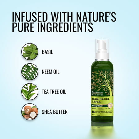Morpheme Remedies Neem Tea Tree & Basil Face Wash 120ml