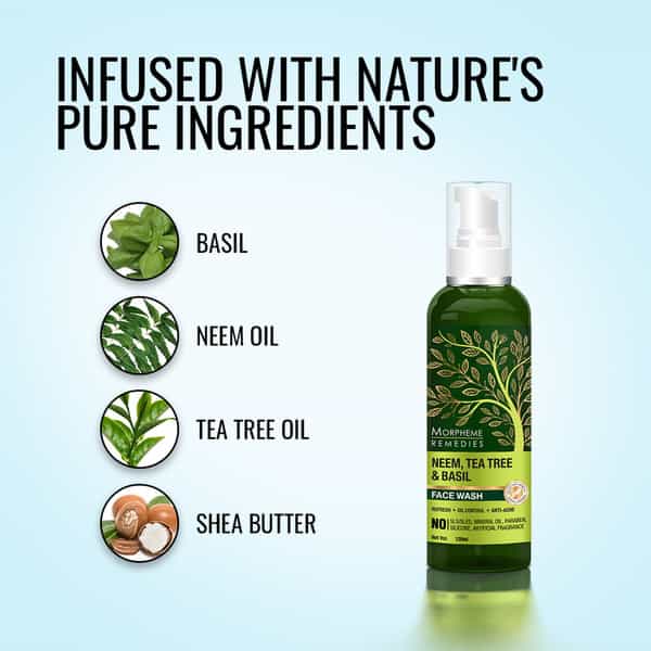 Morpheme Remedies Neem Tea Tree & Basil Face Wash 120Ml