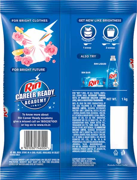 Rin Refresh Lemon & Rose Detergent Powder - 1 Kg