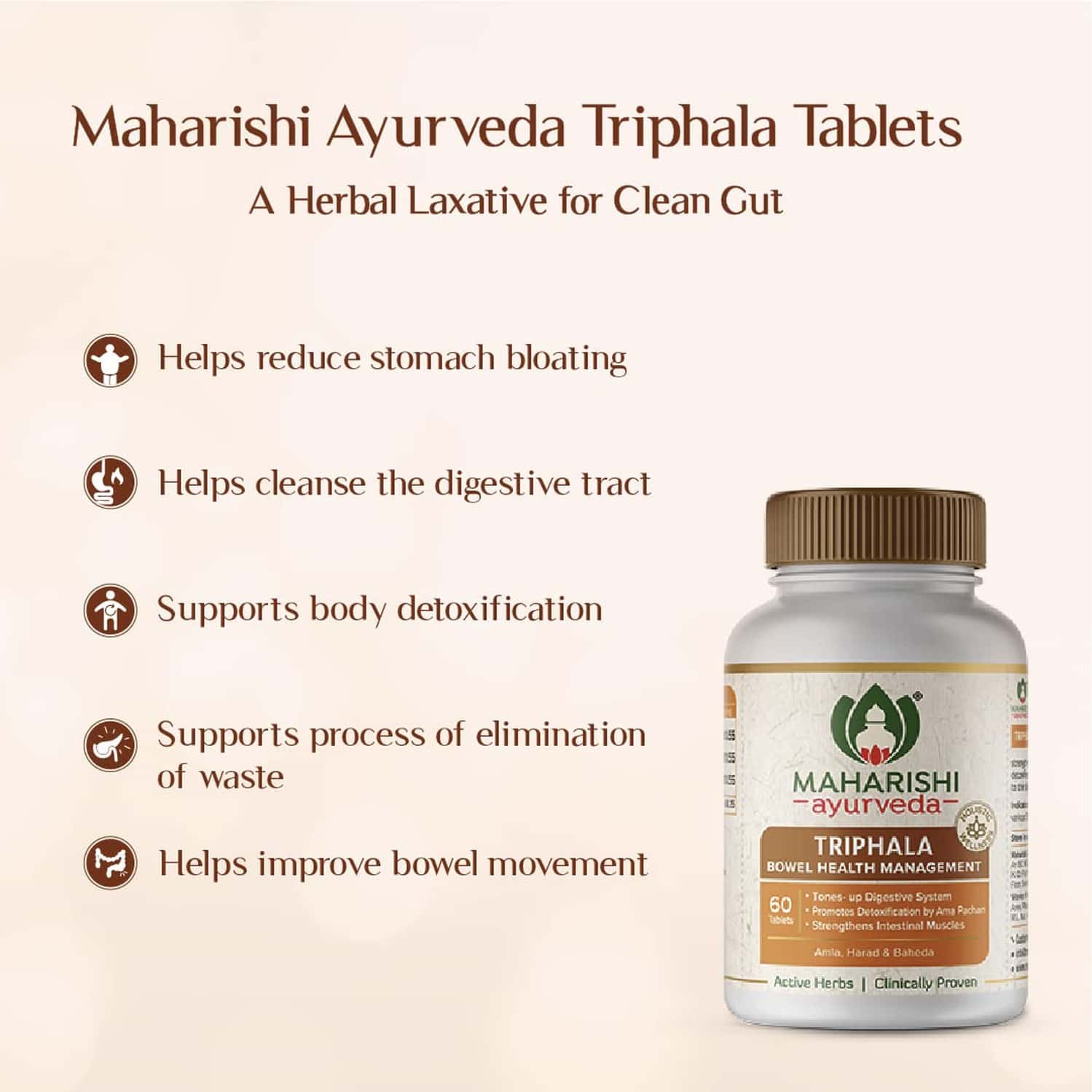 Buy MAHARISHI AYURVEDA TRIPHALA TABLETS HEALTHY DIGESTION RELIEVES