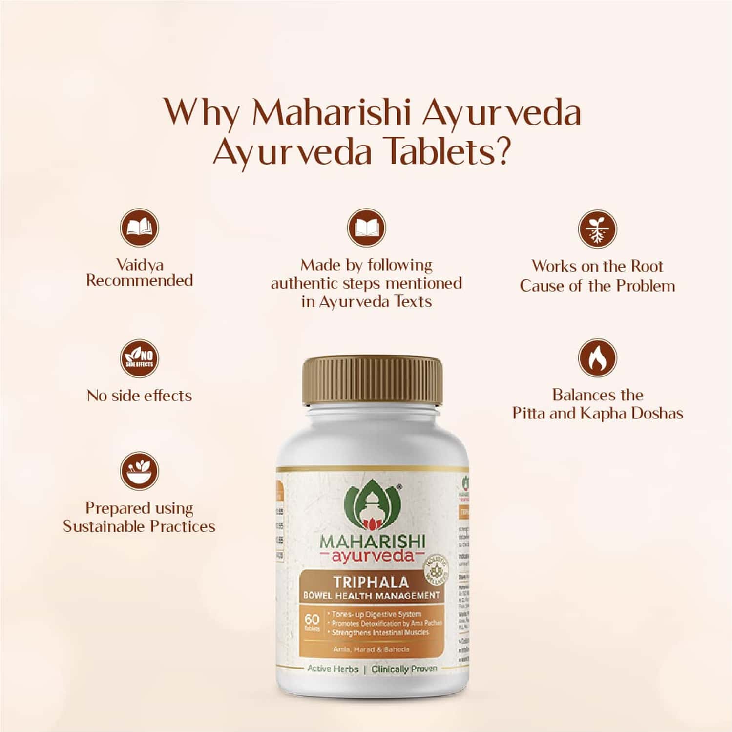 Buy MAHARISHI AYURVEDA TRIPHALA TABLETS HEALTHY DIGESTION RELIEVES