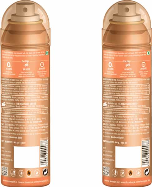 Eva Perfumed Deodrant Skinfriendly Body Spray For Woman Sweet 150Ml ( Pack Of 2)
