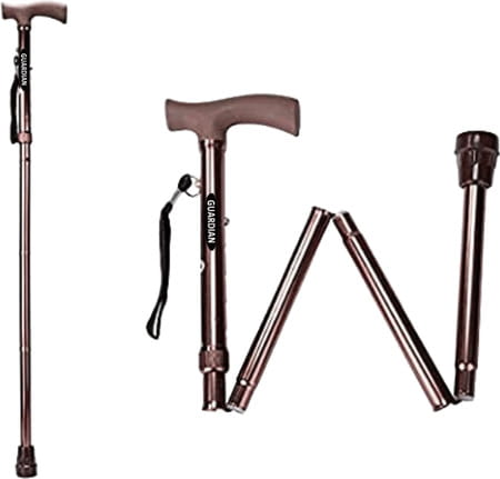 Guardian Walking Stick For Patients | Unisex | Foldable | Aluminum | Bronze