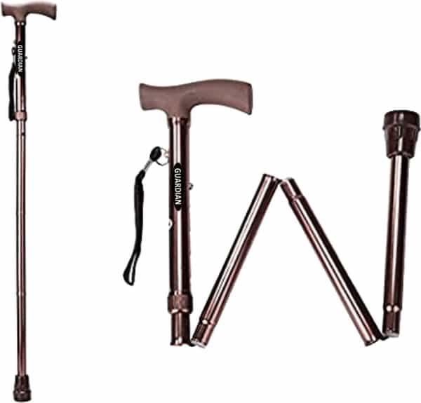 Guardian Walking Stick For Patients | Unisex | Foldable | Aluminum | Bronze