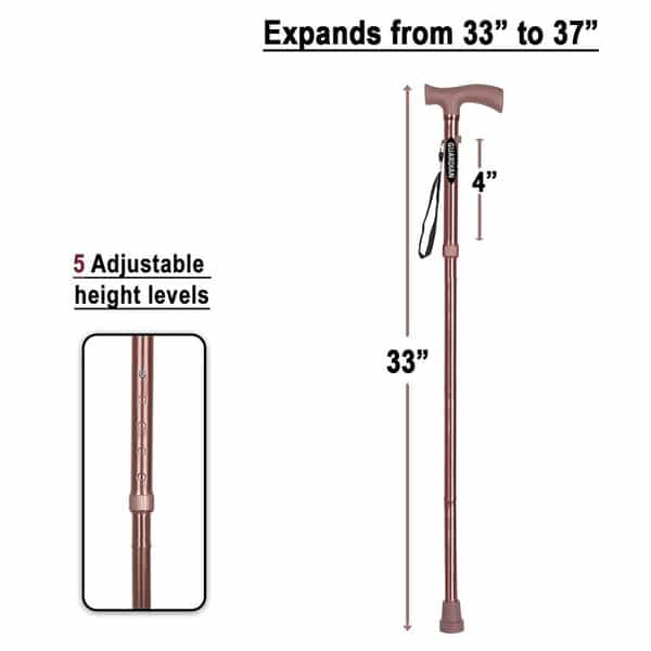 Guardian Walking Stick For Patients | Unisex | Foldable | Aluminum | Bronze