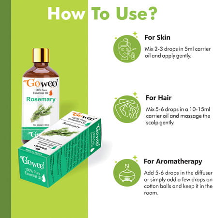 Go Woo 100% Pure Rosemary Oil - Therapeutic Grade 50 Ml