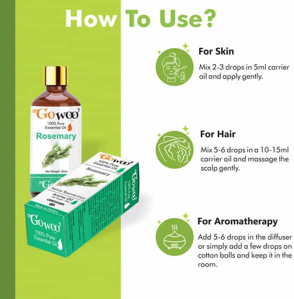 Go Woo 100% Pure Rosemary Oil - Therapeutic Grade 50 Ml
