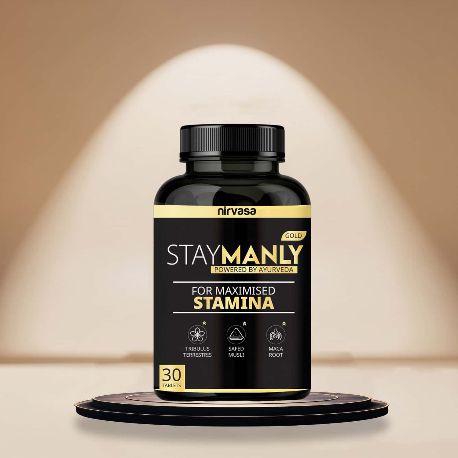 Nirvasa Staymanly Gold Tablet | Maximised Stamina | Vegetarian | 1 X 30 Tablet