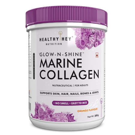 Healthyhey Hydrolyzed Marine Collagen Peptides With Hyaluronic Acid Orange 200g