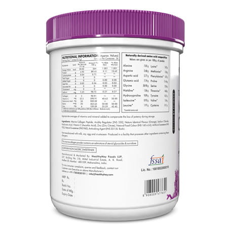 Healthyhey Hydrolyzed Marine Collagen Peptides With Hyaluronic Acid Orange 200g