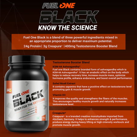 Muscleblaze Fuel One Black With 3 G Creapure & Added Testosterone Blend (Chocolate | 750 G / 1.6 Lb)