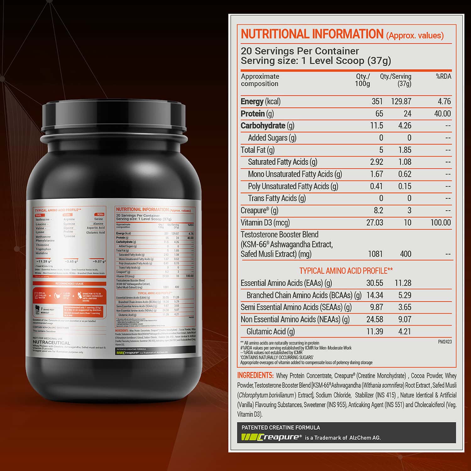 Buy MUSCLEBLAZE FUEL ONE BLACK WITH 3 G CREAPURE & ADDED TESTOSTERONE