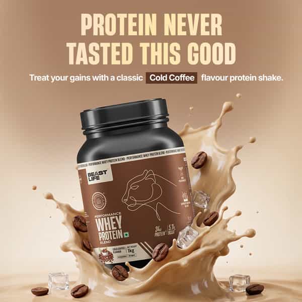 Beastlife Performance Yeast Whey Blend | 34G Protein | 5.7G Bcaa | Cold Coffee | Easy Digest | 1 Kg