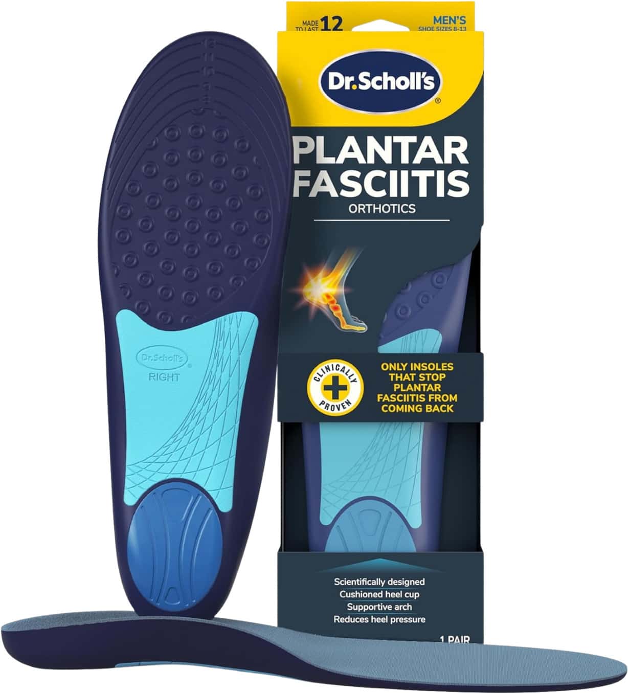 Dr. Scholl Men'S Pain Relief Orthotics For Plantar Fasciitis Size 8-13 - 1 Pair