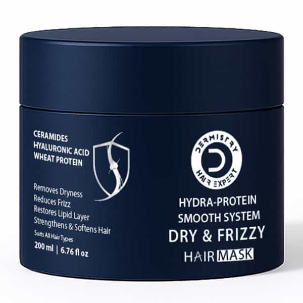 Dermistry Dry Damaged Frizzy Hair Mask Hyaluronic Acid Ceramides For Hydrating Frizz Control 200Ml