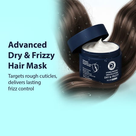 Dermistry Dry Damaged Frizzy Hair Mask Hyaluronic Acid Ceramides For Hydrating Frizz Control 200ml