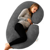 Oyo Baby Maternity Pillows With Washable Premium Velvet Cover | C-Shaped Maternity Pillow (Grey)