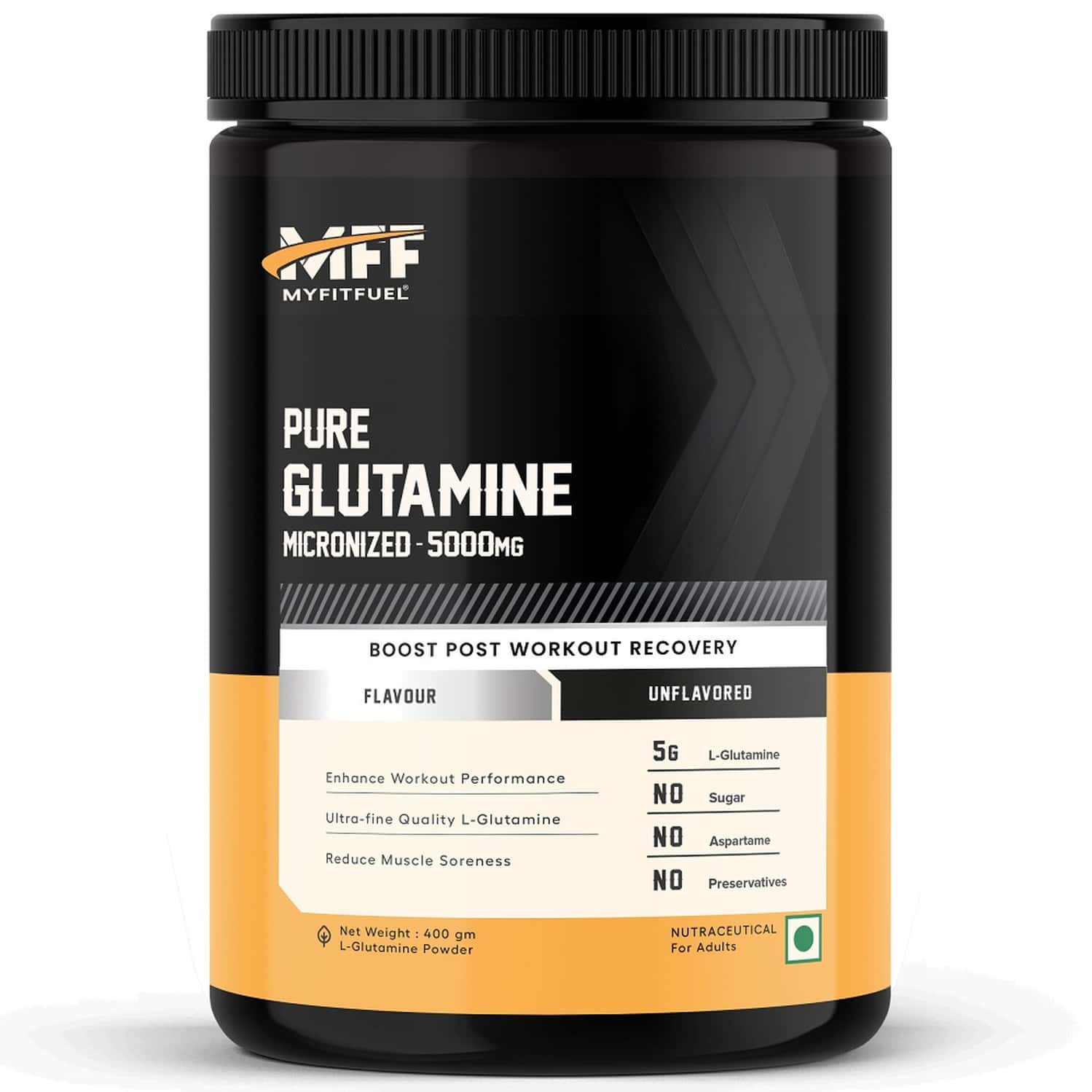 Myfitfuel Pure Micronized Glutamine | 400gm | 80 Servings (unflavoured)| Amino Acid