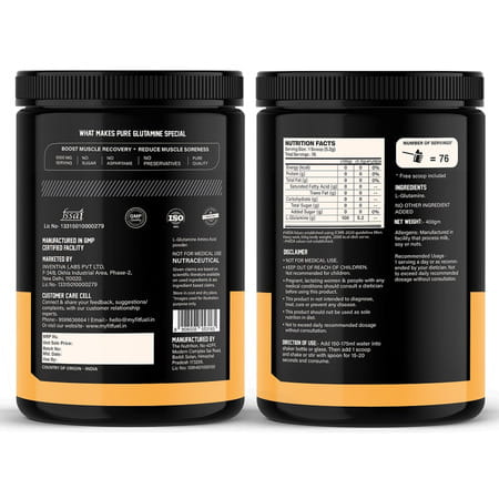 Myfitfuel Pure Micronized Glutamine | 400Gm | 80 Servings (Unflavoured)| Amino Acid