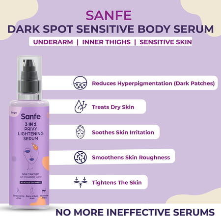 Sanfe Spotlite Sensitive Body Serum For Dark Underarms | Inner Thighs And Sensitive Areas 50g