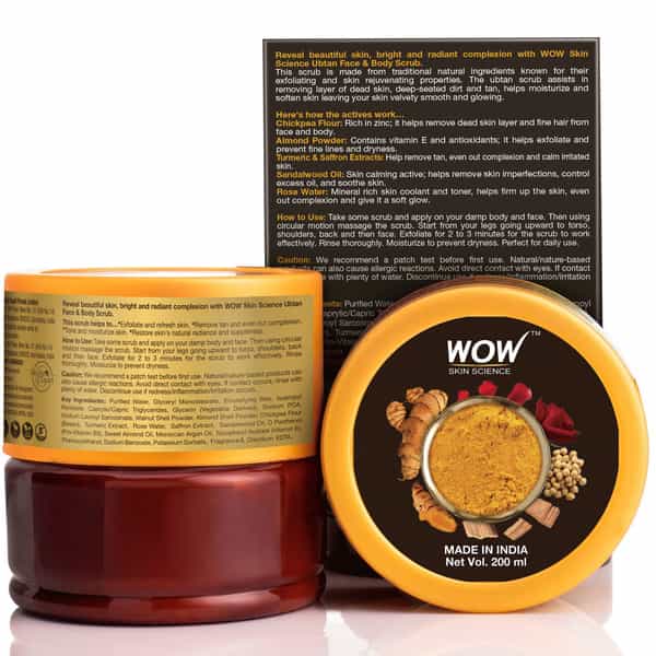 Wow Skin Science Ubtan Face & Body Scrub - 200 Ml