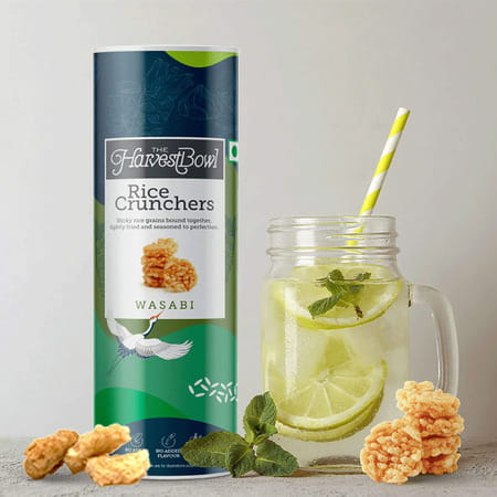 The Harvest Bowl Rice Crunchers/Crackers - Gluten Free - No Transfat - No Added Msg - Wasabi - 120gm