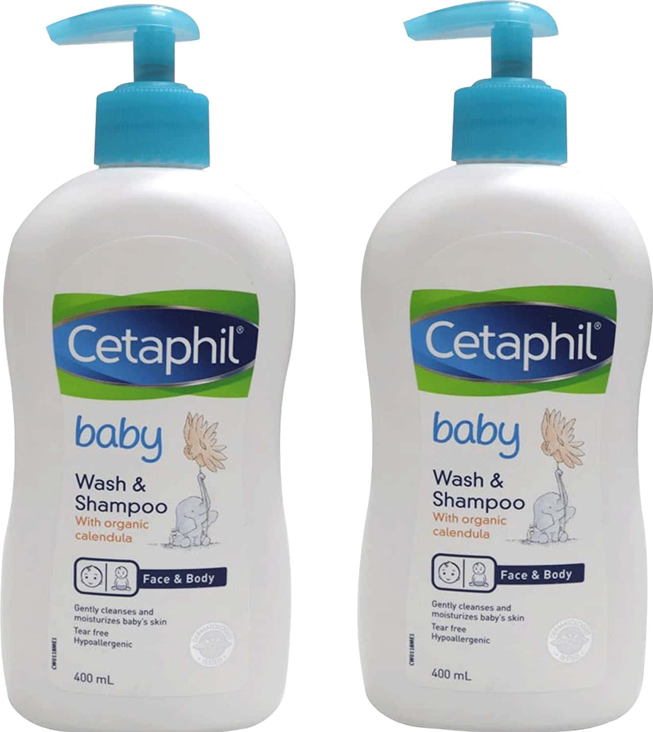 Cetaphil Baby Wash & Shampoo | With Organic Calendula | Face & Body | 400 Ml | Pack Of 2