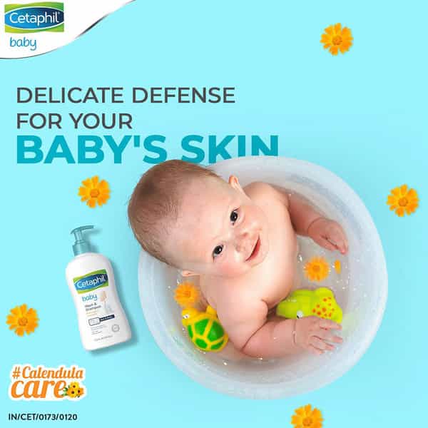 Cetaphil Baby Wash & Shampoo | With Organic Calendula | Face & Body | 400 Ml | Pack Of 2