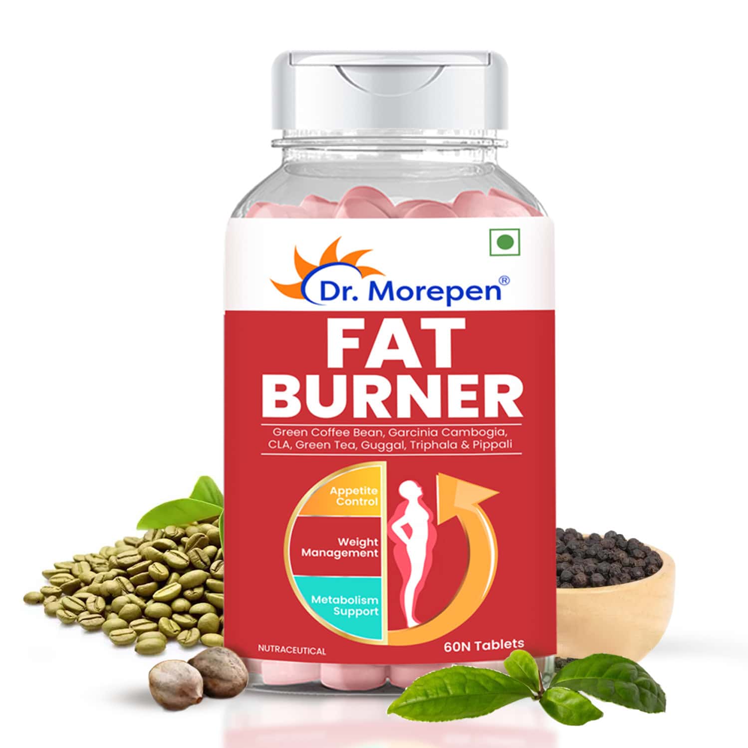 Dr. Morepen Fat Burner | Appetite Control Weight Management & Metabolism Support | Tablets | 60 No's