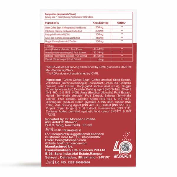 Dr. Morepen Fat Burner | Appetite Control Weight Management & Metabolism Support | Tablets | 60 No's