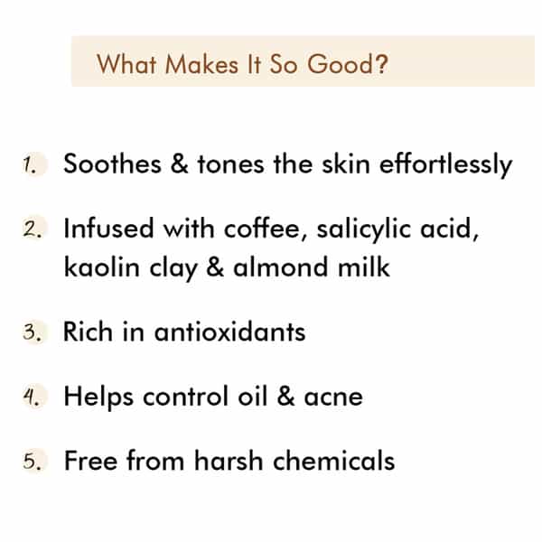 Mcaffeine Anti Acne Cappuccino Coffee Face Mask - Clay Face Pack With Salicylic Acid For Oil Control