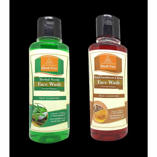 Khadi Pure Herbal Neem & Sandalwood & Honey Face Wash (210Ml) Pack Of 2 (420Ml)