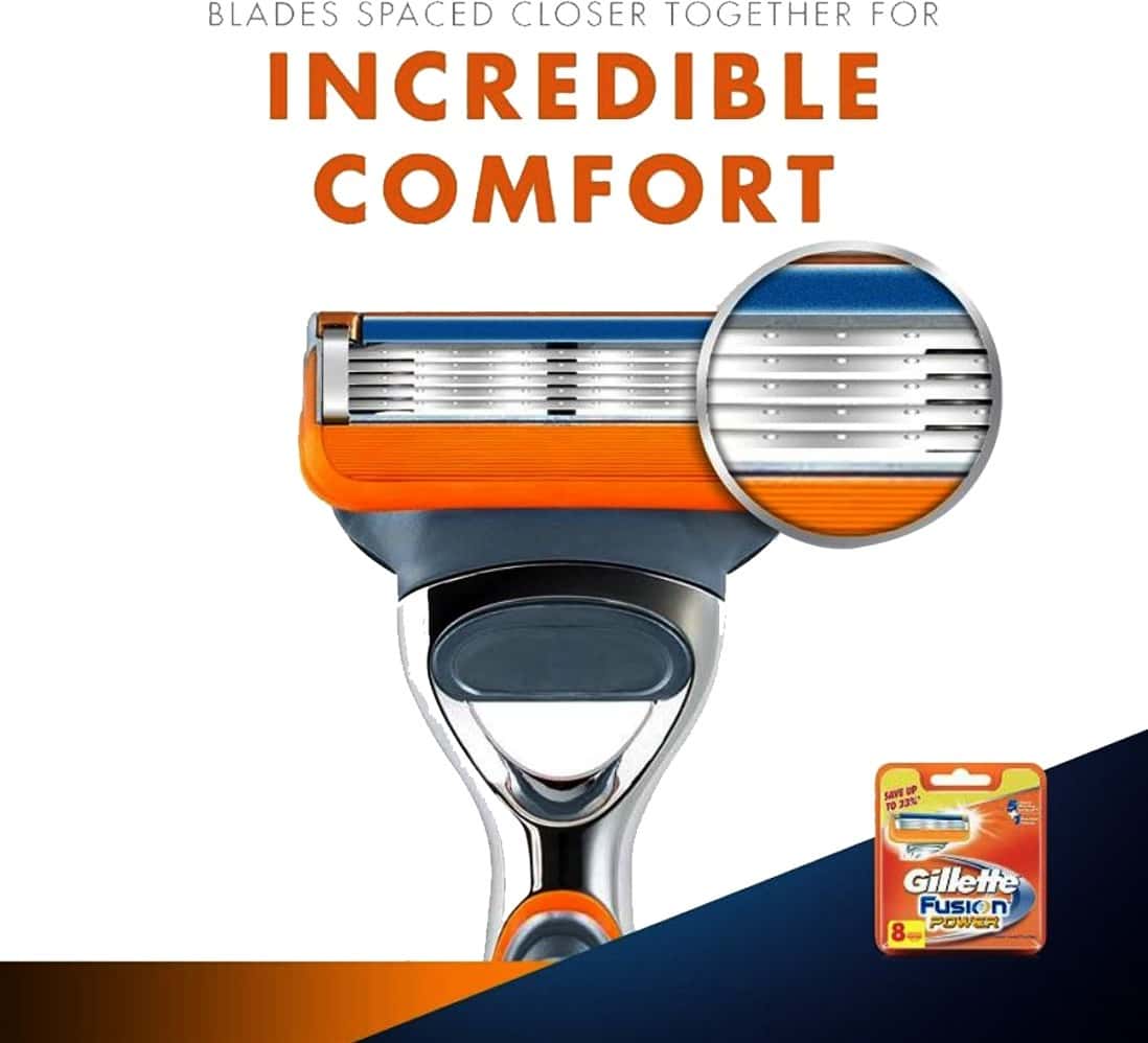 Buy GILLETTE FUSION POWER 5 SHAVING BLADES PACK OF 8 Online & Get Upto