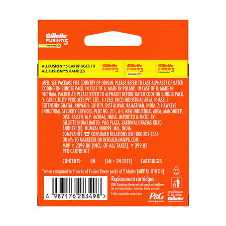 Gillette Fusion Power 5 Shaving Blades Pack Of 8