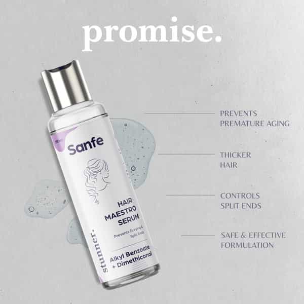 Sanfe Stunner Dimethiconol Hair Maestro Serum For Grey Hair & Split Ends Control -100 Ml